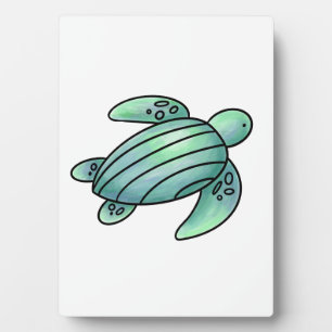 Plaque Photo tortue de mer peinte à l'aquarelle dessin animé bl
