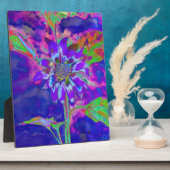 Plaque Photo Tournesol bleu violet Abstrait | rétro amusant fun (Côté)