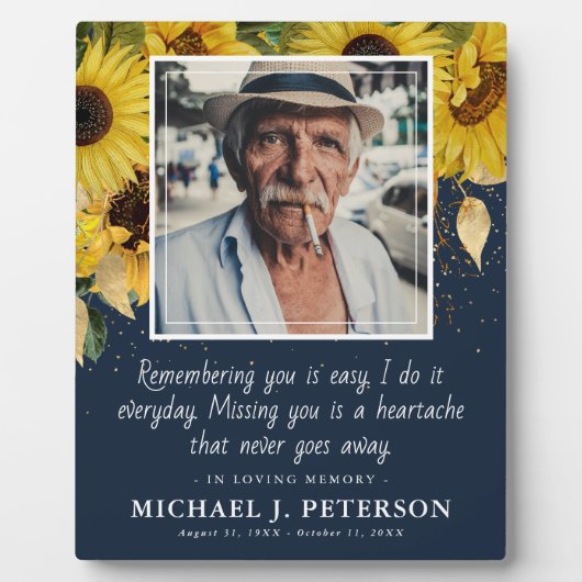 Plaque Photo Tournesol Élégant En Amour Mémoire Garde Photo (Devant)