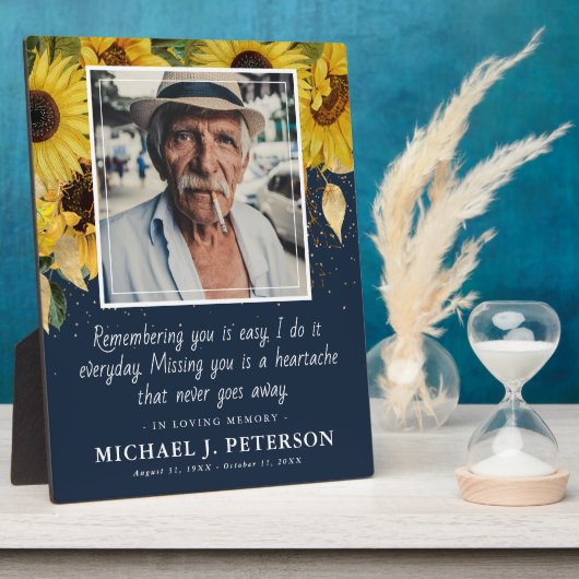 Plaque Photo Tournesol Élégant En Amour Mémoire Garde Photo (Côté)