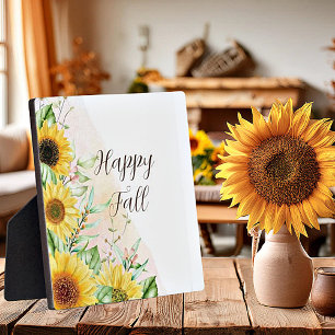 Plaque Photo Tournesols d'automne avec texte personnalisable
