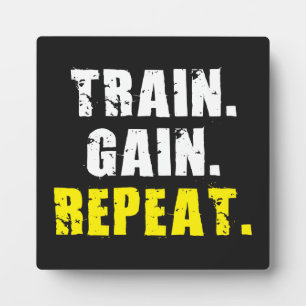 Plaque Photo TRAIN, GAIN, REPEAT - Gym Workout Motivational