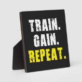 Plaque Photo TRAIN, GAIN, REPEAT - Gym Workout Motivational (Recto)