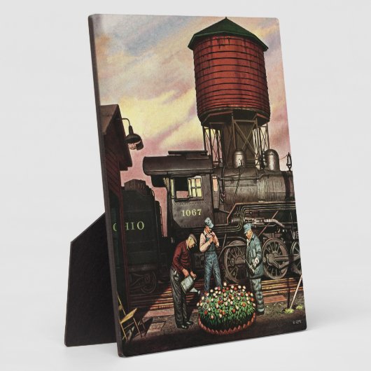 Plaque Photo Train Yard Flower Garden par Stevan Dohanos (Côté)