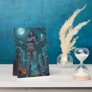 Plaque Photo Traite d'Halloween ou ami Zombie w Cerveau