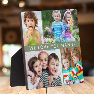 Plaque Photo Trendy We Love You Nanny 4 Photo Collage Green