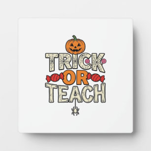 Plaque Photo Trick Or Teach Halloween Professeur Vintage Vector