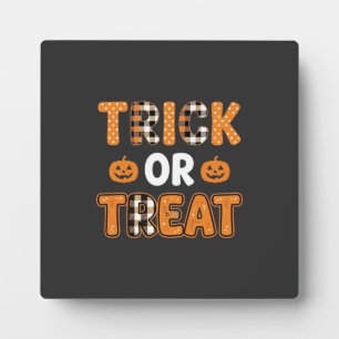 Plaque Photo Trick or Treat Halloween Pumpkin Vector Design_1