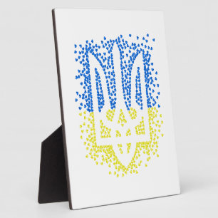 Plaque Photo Trident de l'emblème ukrainien tryzub dispersant l