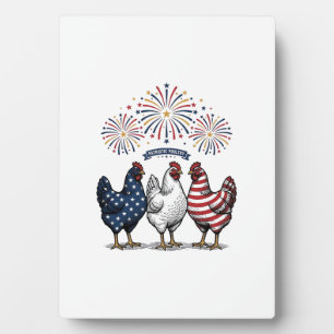 Plaque Photo Trio de poulets patriotiques Gravure vintage Vecto