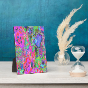 Plaque Photo Trippy Psychedelic Rose et Fleurs pourpres