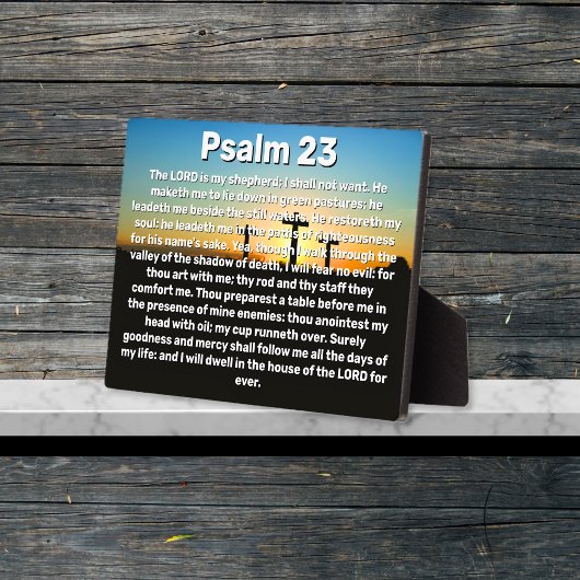 Plaque Photo Trois Croix Psaume 23 Coucher de soleil Bible Vers