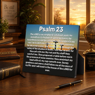 Plaque Photo Trois croix Psaume 23 Coucher de soleil Verset bib
