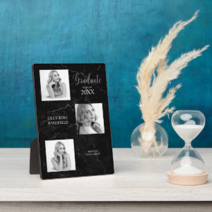 Plaque Photo Trois photos Annonces des diplômés Marbre noir