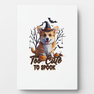 Plaque Photo Trop mignon pour effrayer drôle d'Halloween chien