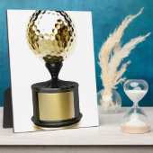 Plaque Photo Trophée d'or avec balle de golf (Côté)