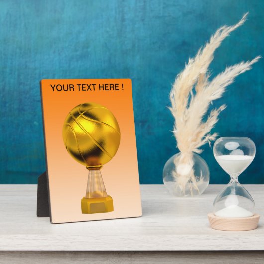 Plaque Photo Trophée d'or de basketball (Côté)