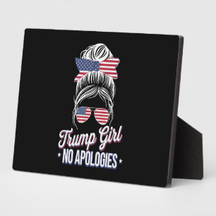 Plaque Photo Trump Girl Pas d'excuses Messy Bun Retro Vintage