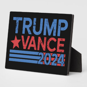 Plaque Photo Trump Vance 2024 Président 47 États-Unis Vintage