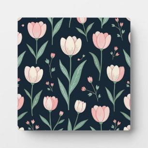 Plaque Photo Tulipes roses élégantes motif floral sans couture