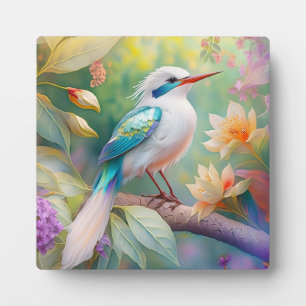 Plaque Photo Turquoise aile crête blanche Imaginaire Oiseau