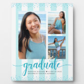 Plaque Photo Turquoise Blue Graduation 3 Parties scintillant ph (Devant)