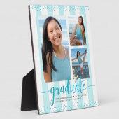 Plaque Photo Turquoise Blue Graduation 3 Parties scintillant ph (Côté)