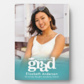 Plaque Photo Turquoise Blue Graduation Photo Téméraire Typograp (Devant)