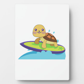 Plaque Photo Turtle on surfboard