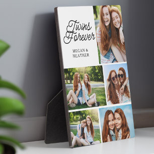 Plaque Photo Twins For Ever Sibling 5 Photo Collage keepsake Pl