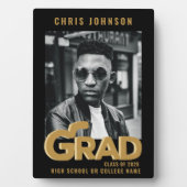 Plaque Photo Typographie Or moderne Gras Graduation Photo (Devant)