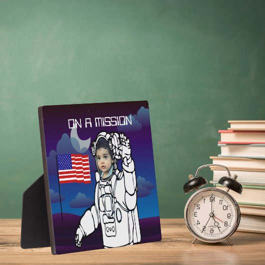 Plaque Photo Un astronaute sur la lune Un garçon de l'espace ex