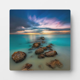 Plaque Photo Un Beau Coucher De Soleil Sur Grace Bay Turks &