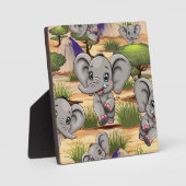 Plaque Photo Un bébé éléphant qui sonne heureux dans la savane  (Recto)