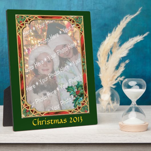 Plaque Photo Un cadre en verre avec Feuilles Holly (Côté)