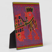 Plaque Photo Un coq met à l'échelle un poisson avec une Machete (Côté)