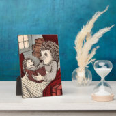 Plaque Photo Un hérisson dans une couverture lisant un livre à  (Côté)