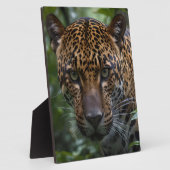 Plaque Photo Un Jaguar Est En Train De Marcher Dans La Forêt. (Côté)