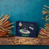 Plaque Photo Un joli poisson heureux dans l'espace dessin animé (Côté)