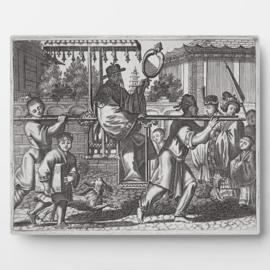 Plaque Photo Un mandarin dans une chaise de dedan, illustration (Devant)