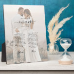 Plaque Photo Un minimaliste Mariage Vows Anniversaire Photo<br><div class="desc">Le jour du mariage promet de garder la plaque de saké pour toujours se souvenir de votre jour spécial et de votre promesse l'un à l'autre. Idéal pour un cadeau d'anniversaire. Cette élégante conception moderne de gardienne de jour de mariage comprend une photo en noir et blanc du couple avec...</div>