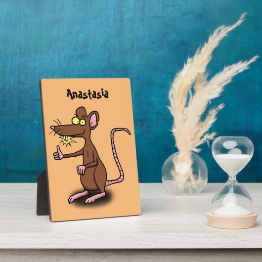 Plaque Photo Un rat brun mignon pouce vers le haut dessin animé (Côté)
