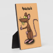 Plaque Photo Un rat brun mignon pouce vers le haut dessin animé (Côté)