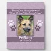 Plaque Photo Unconditional Love Pet Sympathy Custom (Devant)