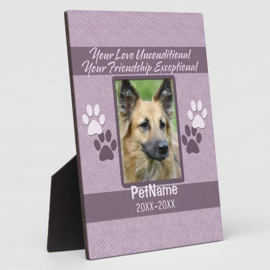 Plaque Photo Unconditional Love Pet Sympathy Custom (Côté)