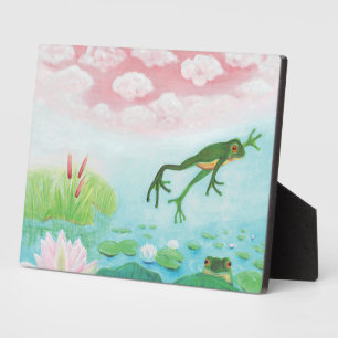 Plaque Photo Une Grenouille S'Enfonce Dans L'Étang Illustration