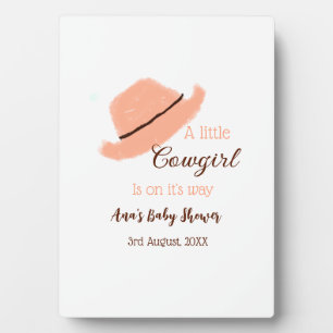 Plaque Photo Une petite cowgirl est en route shower bébé orange