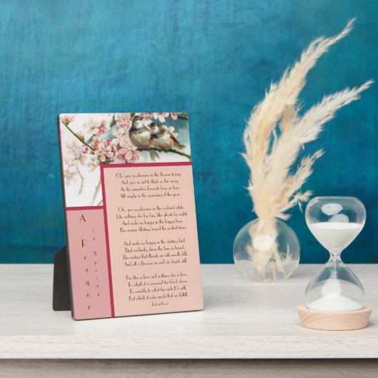 Plaque Photo Une prière au poème du printemps par Robert Frost