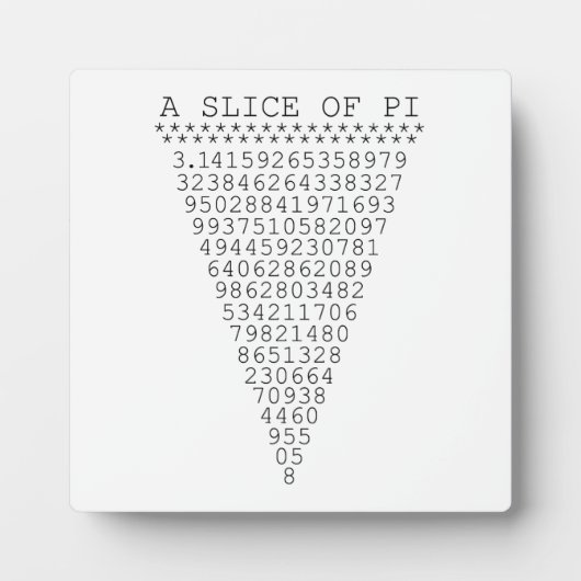 Plaque Photo Une tranche de numéros Pi (Devant)