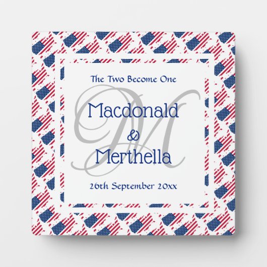 Plaque Photo USA AMERICA Mariage Keepsaké cadeau Monogramme per (Devant)